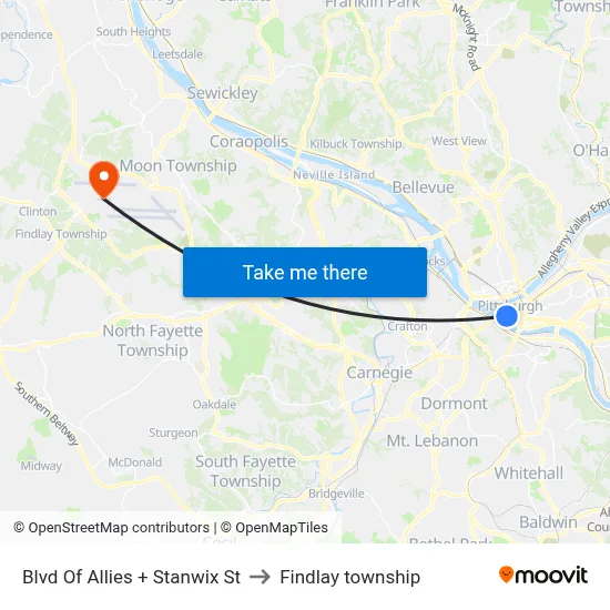 Blvd Of Allies + Stanwix St to Findlay township map