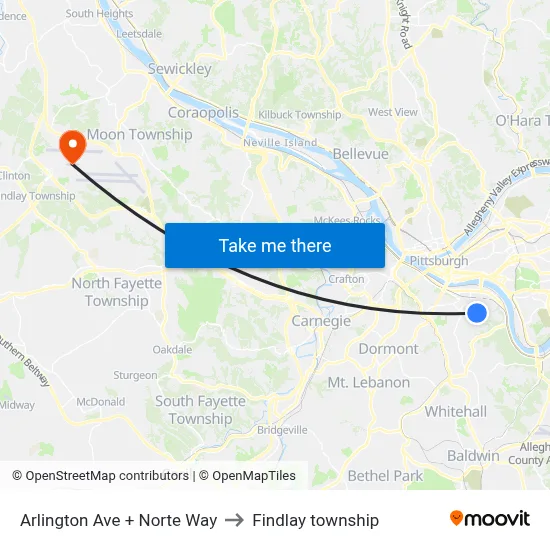 Arlington Ave + Norte Way to Findlay township map