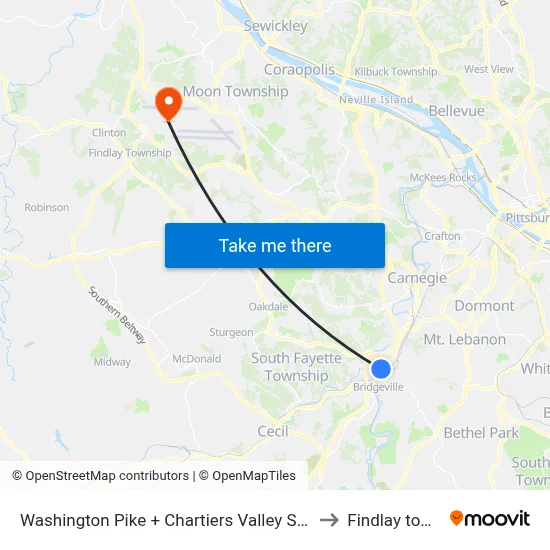 Washington Pike + Chartiers Valley Shopping Center to Findlay township map