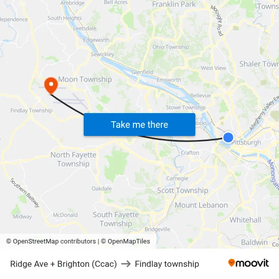 Ridge Ave + Brighton (Ccac) to Findlay township map