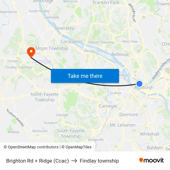Brighton Rd + Ridge (Ccac) to Findlay township map