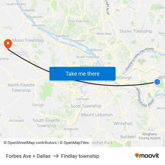 Forbes Ave + Dallas to Findlay township map