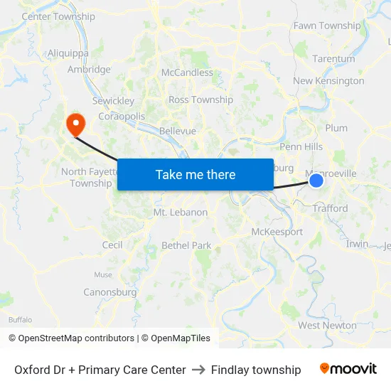 Oxford Dr + Primary Care Center to Findlay township map