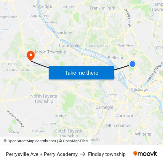 Perrysville Ave + Perry Academy to Findlay township map