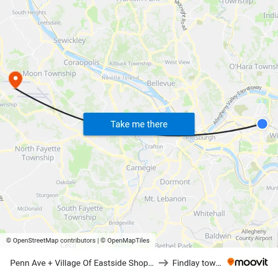 Penn Ave + Village Of Eastside Shopping Center to Findlay township map