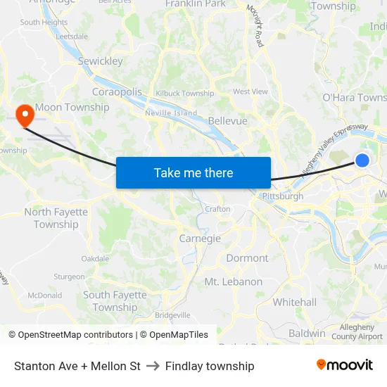Stanton Ave + Mellon St to Findlay township map