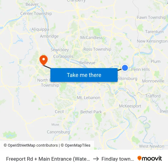 Freeport Rd + Main Entrance (Waterworks) to Findlay township map