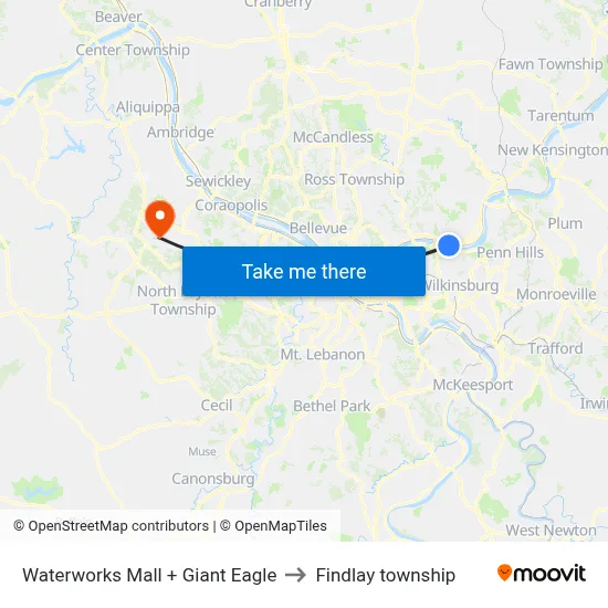 Waterworks Mall + Giant Eagle to Findlay township map