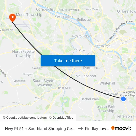 Hwy Rt 51 + Southland Shopping Center Entrance to Findlay township map