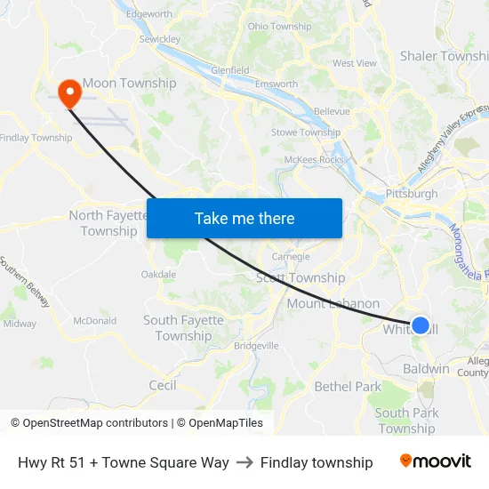 Hwy Rt 51 + Towne Square Way to Findlay township map