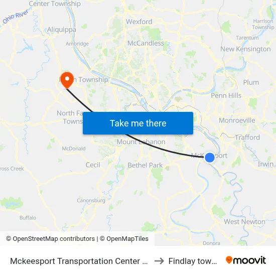 Mckeesport Transportation Center at Bay #4 to Findlay township map