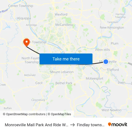 Monroeville Mall Park And Ride West to Findlay township map