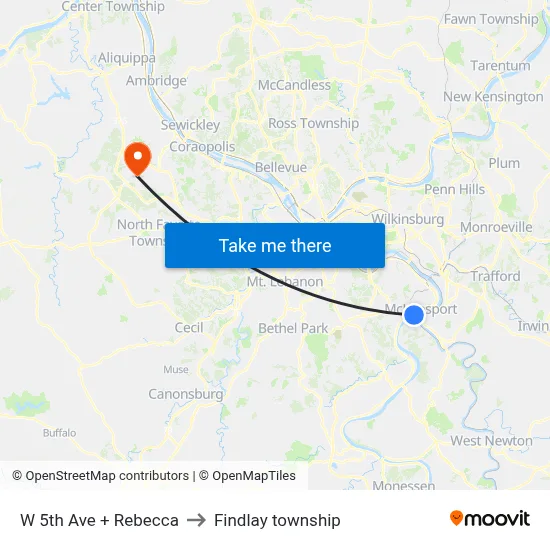 W 5th Ave + Rebecca to Findlay township map