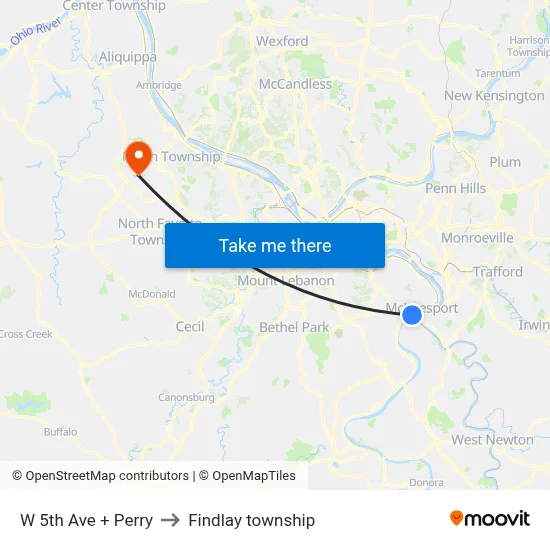 W 5th Ave + Perry to Findlay township map