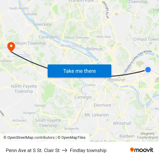 Penn Ave at S St. Clair St to Findlay township map