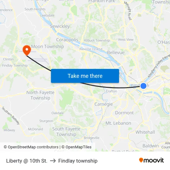 Liberty @ 10th St. to Findlay township map