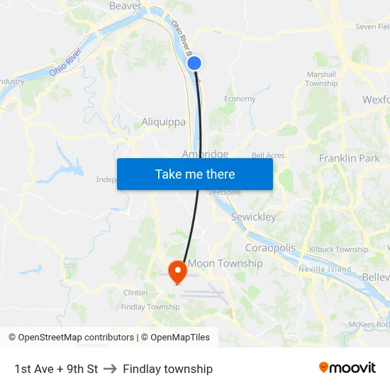 1st Ave + 9th St to Findlay township map