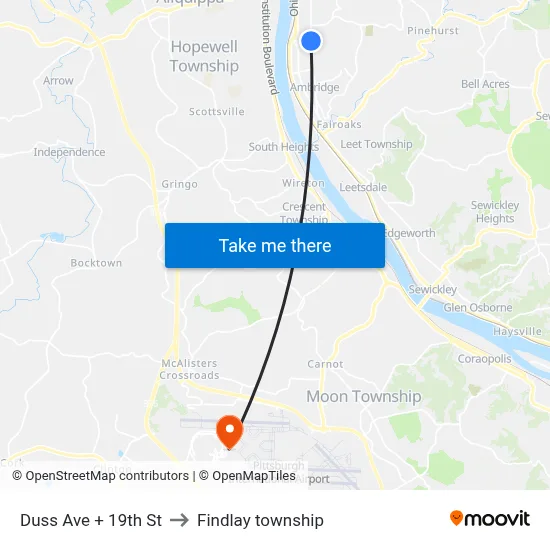 Duss Ave + 19th St to Findlay township map