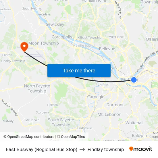 East Busway (Regional Bus Stop) to Findlay township map