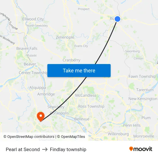Pearl at Second to Findlay township map