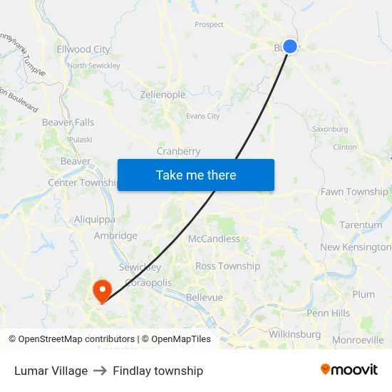 Lumar Village to Findlay township map