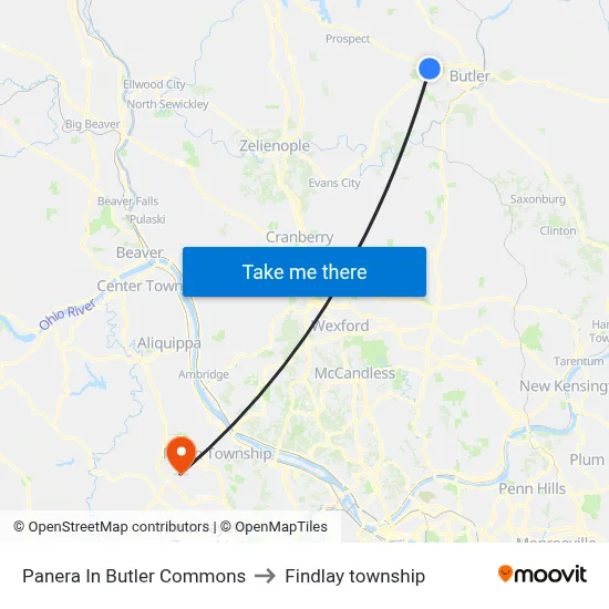 Panera In Butler Commons to Findlay township map