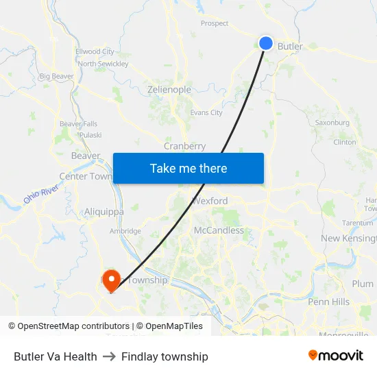 Butler Va Health to Findlay township map