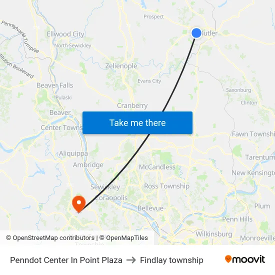 Penndot Center In Point Plaza to Findlay township map
