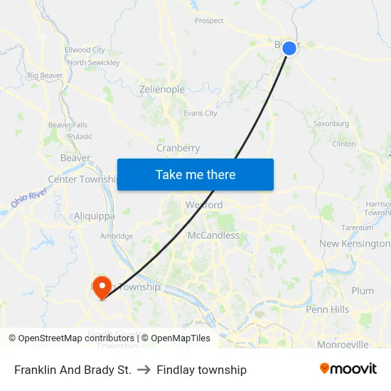 Franklin And Brady St. to Findlay township map