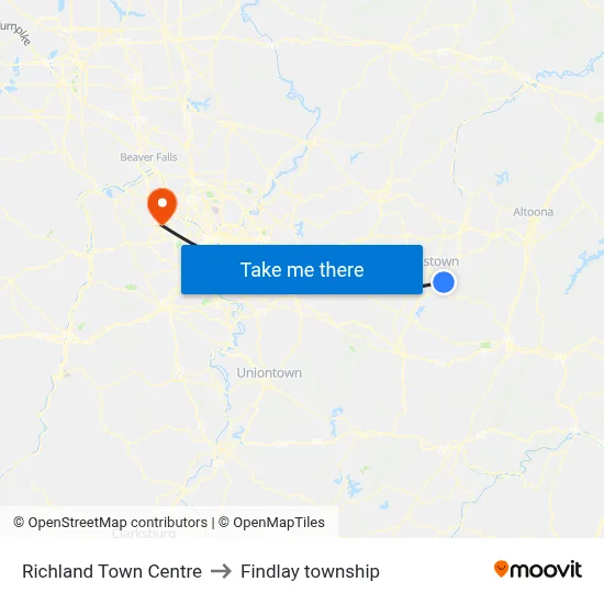 Richland Town Centre to Findlay township map