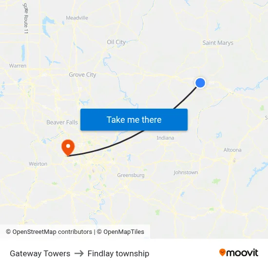 Gateway Towers to Findlay township map