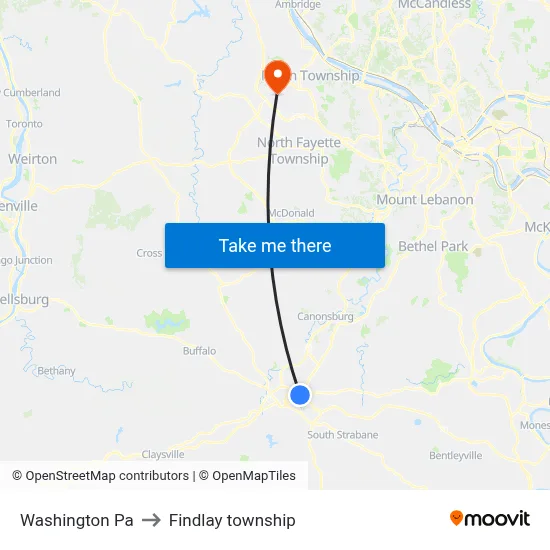 Washington Pa to Findlay township map