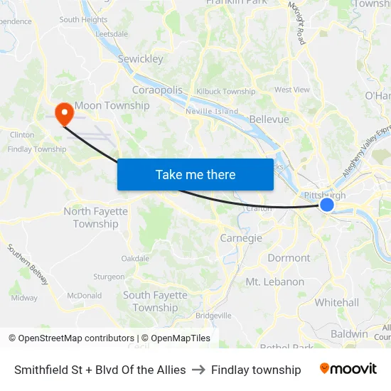 Smithfield St + Blvd Of the Allies to Findlay township map