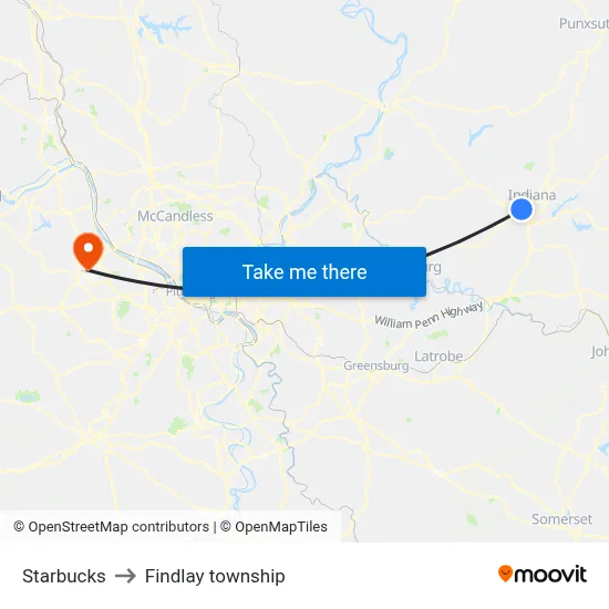 Starbucks to Findlay township map