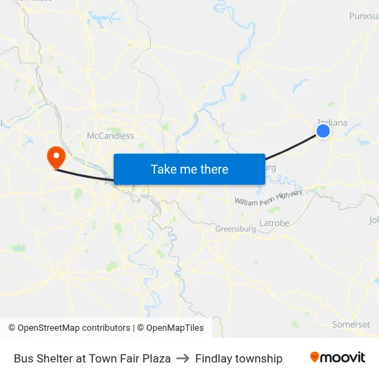 Bus Shelter at Town Fair Plaza to Findlay township map