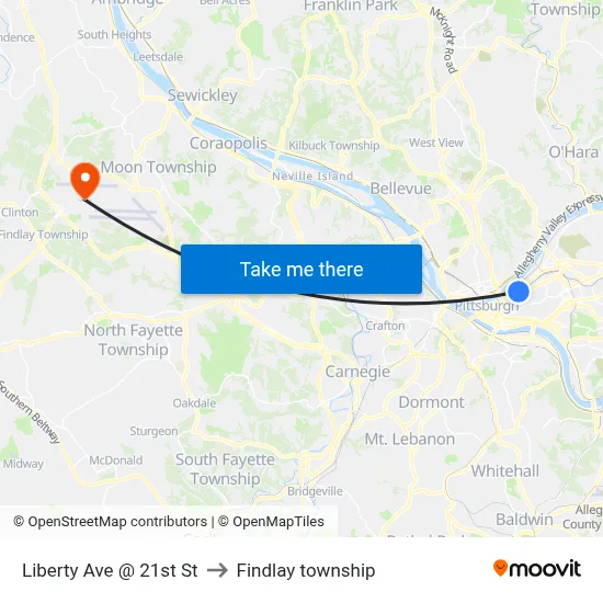 Liberty Ave @ 21st St to Findlay township map