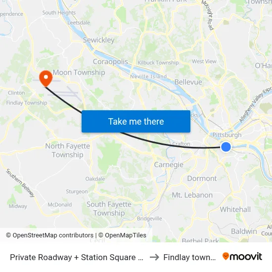 Private Roadway + Station Square Station to Findlay township map