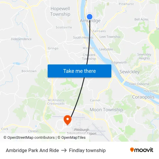 Ambridge Park And Ride to Findlay township map