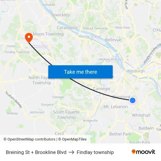 Breining St + Brookline Blvd to Findlay township map
