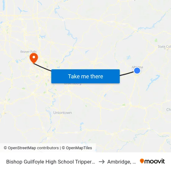 Bishop Guilfoyle High School Tripper Sto to Ambridge, PA map
