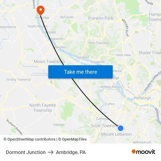 Dormont Junction to Ambridge, PA map