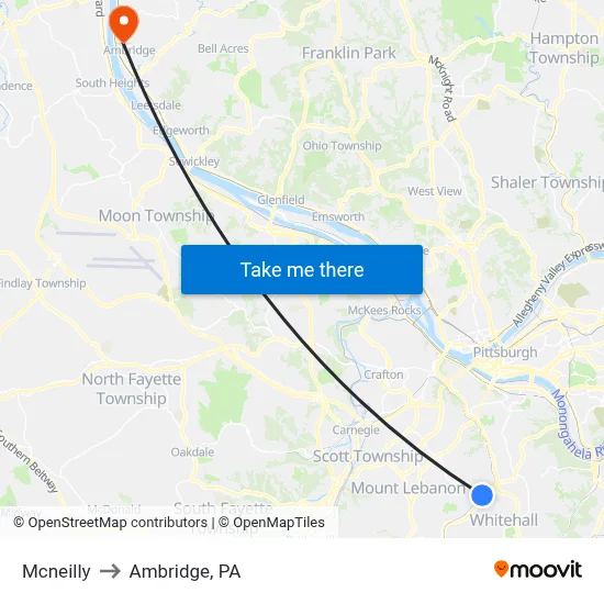 Mcneilly to Ambridge, PA map