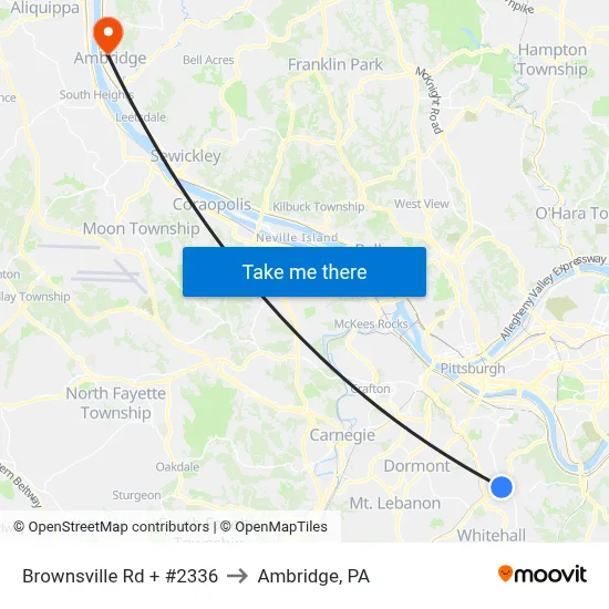 Brownsville Rd + #2336 to Ambridge, PA map
