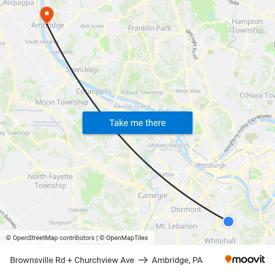 Brownsville Rd + Churchview Ave to Ambridge, PA map