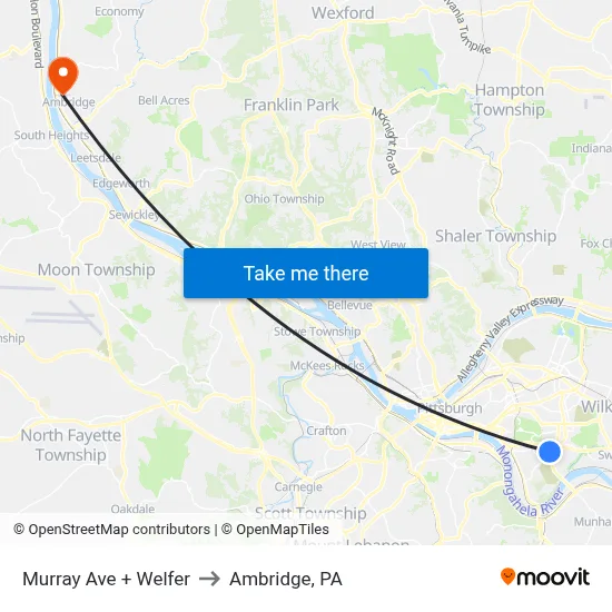 Murray Ave + Welfer to Ambridge, PA map
