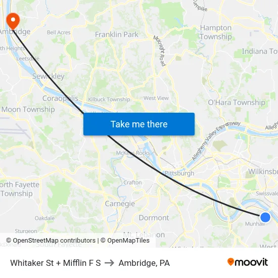 Whitaker St + Mifflin F S to Ambridge, PA map