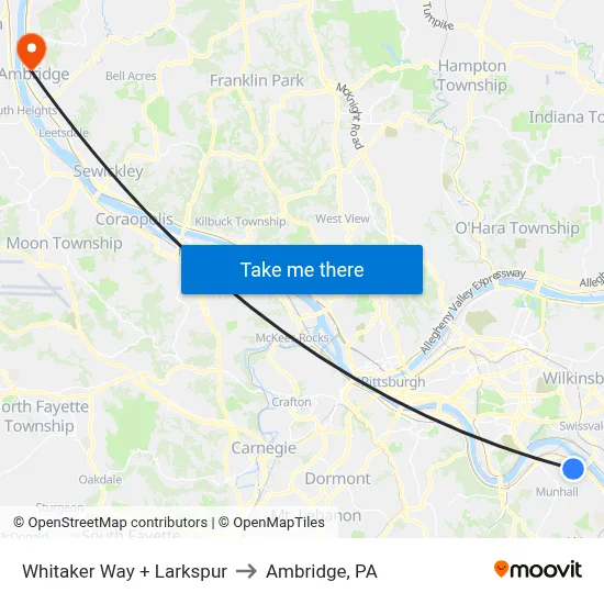 Whitaker Way + Larkspur to Ambridge, PA map