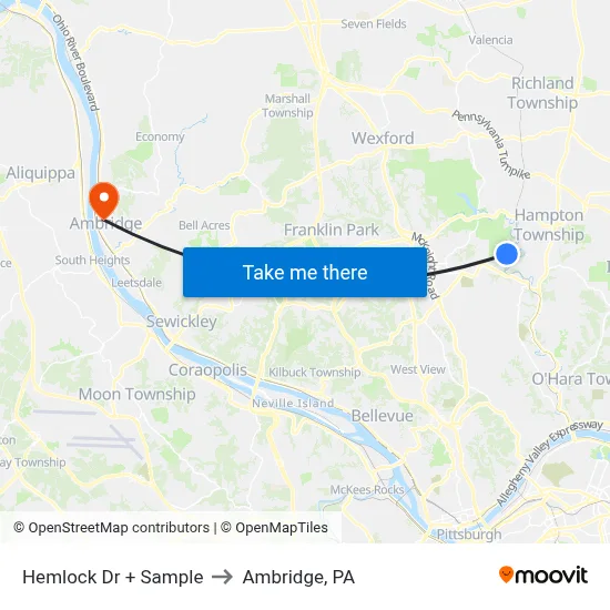Hemlock Dr + Sample to Ambridge, PA map
