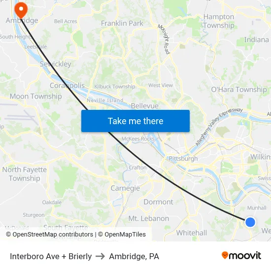Interboro Ave + Brierly to Ambridge, PA map