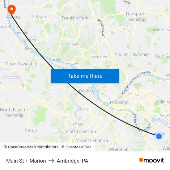Main St + Marion to Ambridge, PA map